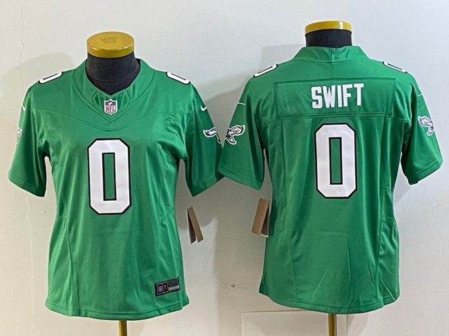 Youth Philadelphia Eagles #0 D’andre Swift Kelce Green 2023 F.U.S.E. Stitched Football Jersey